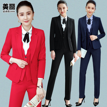  2021 suit suit womens new big red fashion temperament overalls professional wear trousers formal wear slim-fitting tooling