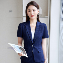 2022 New Striped Suit Suit Sashimi Short Sleeve Summer Thin Gold Shop Hotel Bank Manager Pro Workwear