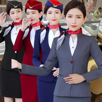 Flight attendant uniform professional suit female temperament beautician work clothes high-end suit skirt hotel front desk work clothes