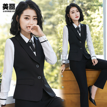  2021 spring new sleeveless suit collar vest womens suit two-button vest jacket professional wear overalls formal wear