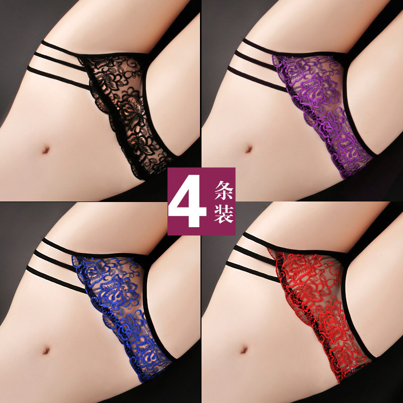2022 New Lace Sexy Charming Day Ensemble Low Waist Comfort Transparent Seduction Hollowed-out Fashion Lady Triangle Pants