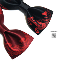 Hyde Park Groom's Best Man Longfeng Bow Tie Black Red Xiuhe Chinese Style Chinese Men's Bow Collar
