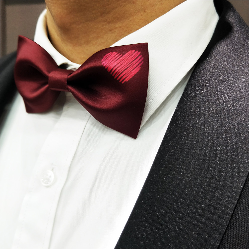 Hyde Park bow tie men's wedding peach heart groom best man brother group fashion burgundy collar flower bow