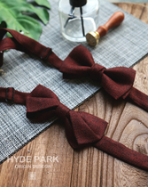 Hyde Park Original Bow Tie Male British Retro Wine Red Wool Cotton and Hemp Art Men's Collar Bow