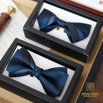 Hyde Park original Tibetan blue lake blue dark pattern splicing groom best man gift box double men wedding bow tie