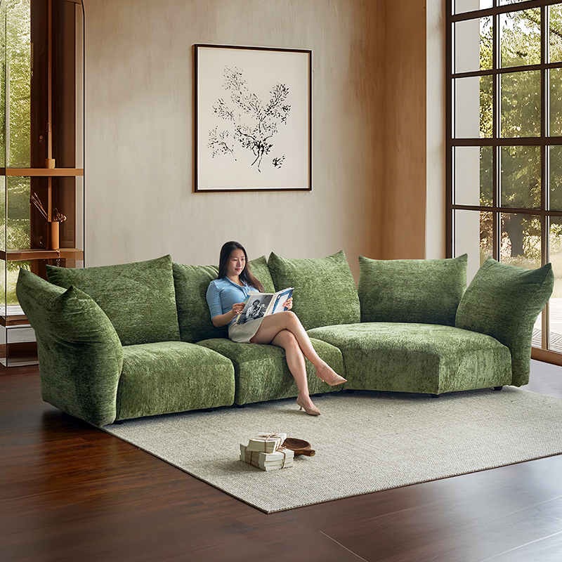 Xibe Furniture Petal Sofa Chenille Irregular Sofa French Fabric Cream Style Curved Sofa 2026 New Model