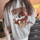 ຖົງເຈ້ຍ Trendy Home Spring Welfare Model Big Tooth Monster Heavy Patch Embroidery Double Strand Terry Stand Collar Trendy Brand Baseball Jacket