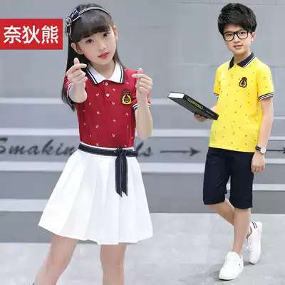 Primary school school uniform Summer suit Men's and women's short-sleeved fashion two-piece graduation suit class suit Kindergarten garden suit