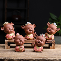Pork Swing Piece Crafts Five Fu Pig Five Fu Parting Door Purple Sand Small Pig Tea Spotting Boutique Tea Playable Tea Table Accessories