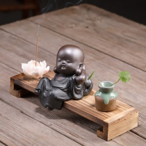 New tea pet ornaments black gold sand purple sand small monk zen tea ceremony Cute little monk home furnishings tea play