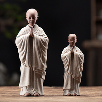 Zen little monk purple sand tea pet ornaments boutique can raise tea to play cute tea table decoration kung fu tea props decoration