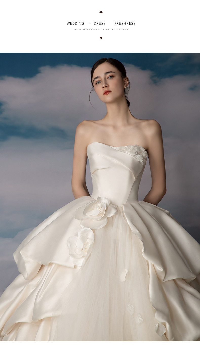 Свадебное платье, топ без лямок для невесты, изысканный стиль, открытые плечи        