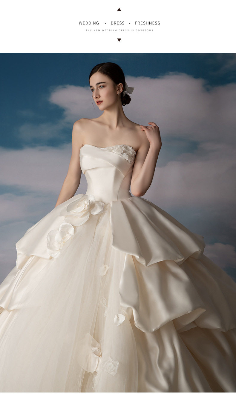 Свадебное платье, топ без лямок для невесты, изысканный стиль, открытые плечи        