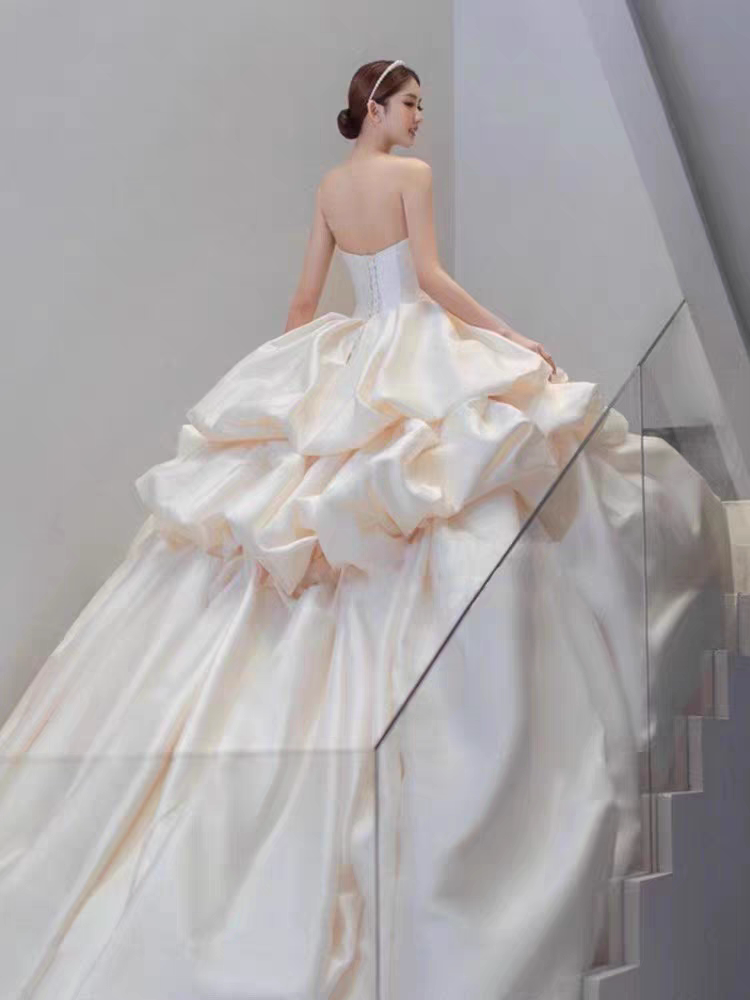 Свадебное платье, топ без лямок для невесты, изысканный стиль, открытые плечи        