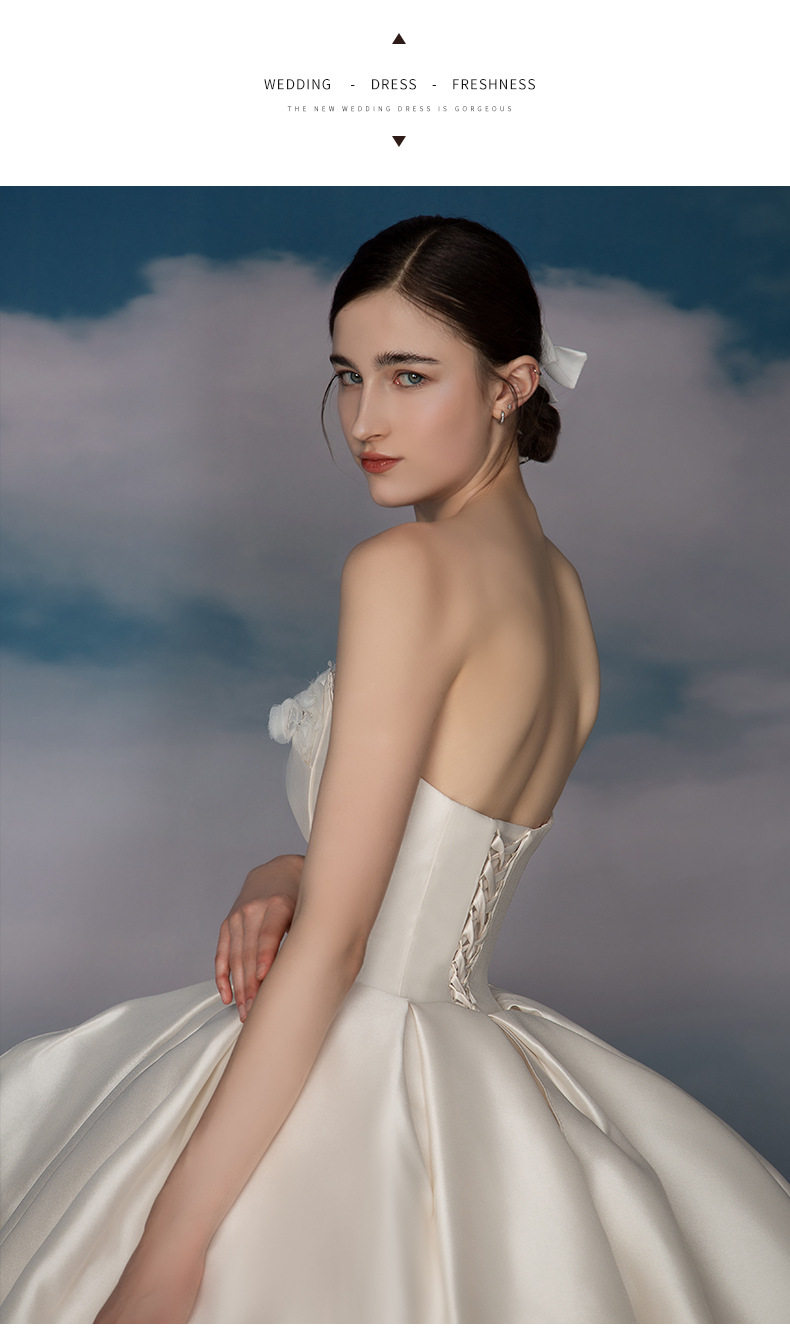 Свадебное платье, топ без лямок для невесты, изысканный стиль, открытые плечи        