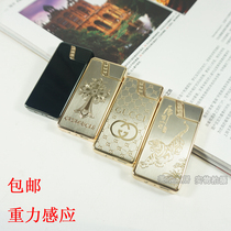 Double-sided metal windproof ultra-thin USB charging electronic cigarette lighter gravity induction shake