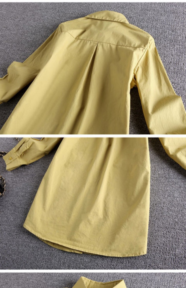 Áo sơ mi dài tay châu Âu nữ mùa xuân và mùa thu mới Han Fan Slim áo ngực đơn màu cotton rắn áo sơ mi kiểu áo voan đẹp