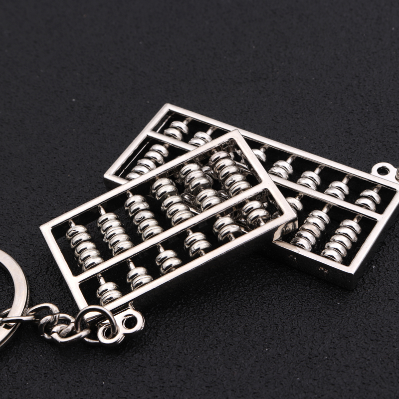 Creative Abacus Key Button Metal Car Lock Spoon Pendant 8 Stalls Active Beads Fortuneteller Class Personality Lettering Gift
