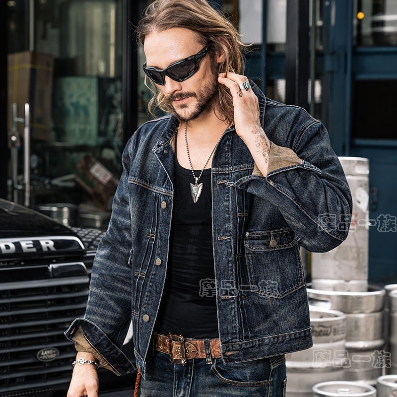 uglybros ugly brother motorcycle riding suit male spring and autumn denim casual fallproof vintage worn motorcycle suit