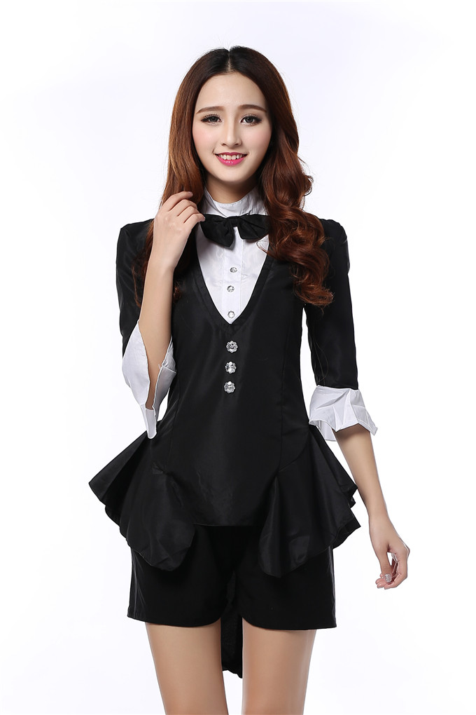 Black Swallow Tailwear Magician Uniform Bar Nightclub Performance Women Jazz Dance Dancer Age Performance Wear