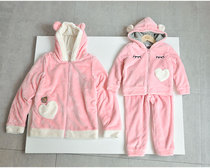 Foreign Trade small middle and large girls warm and thickened cotton sweaters two pieces of baby coral flannel home suit