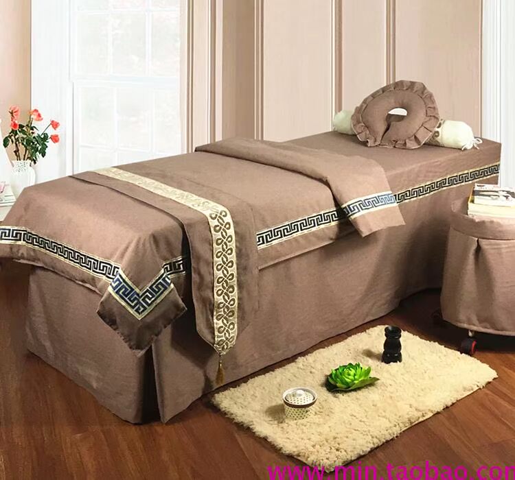 Cao cấp câu lạc bộ sức khỏe bông rắn màu giả vải denim bông đẹp bedspread giường váy giường bìa vận chuyển custom-made - Trang bị tấm khăn trải giường spa giá rẻ