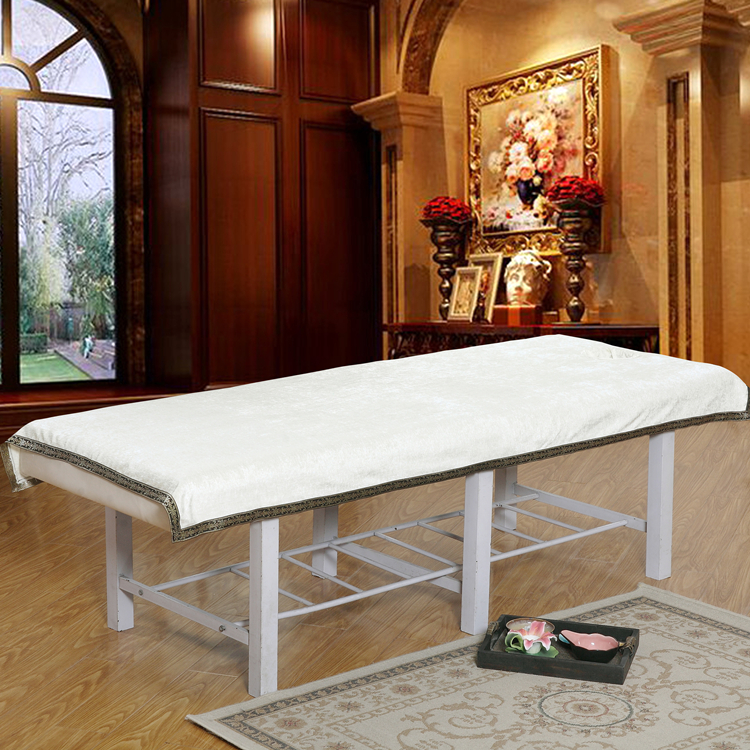 Massage thẩm mỹ viện chăm sóc sắc đẹp dành riêng lanh cao cấp dày bông chenille siêu mềm với lỗ viền thêu - Khăn trải giường bộ ga giường