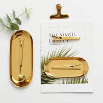 Nordic stainless steel golden tray Light luxury tableware Household oval storage plate Jewelry plate Creative storage plate