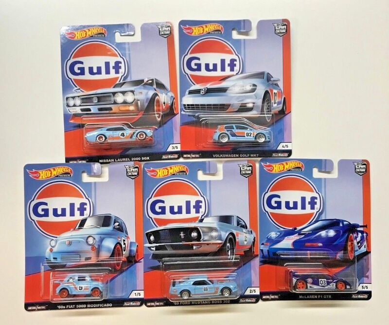 Hot Wheels Car Culture Gulf Oil Gulf Golf Mclaren Mustang 2019-1K1050