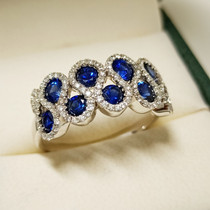 Sri Lanka Sapphire Raw Natural Colored Gem Loose Stone Inlay Guest Signature 18K Gold Diamond Ring