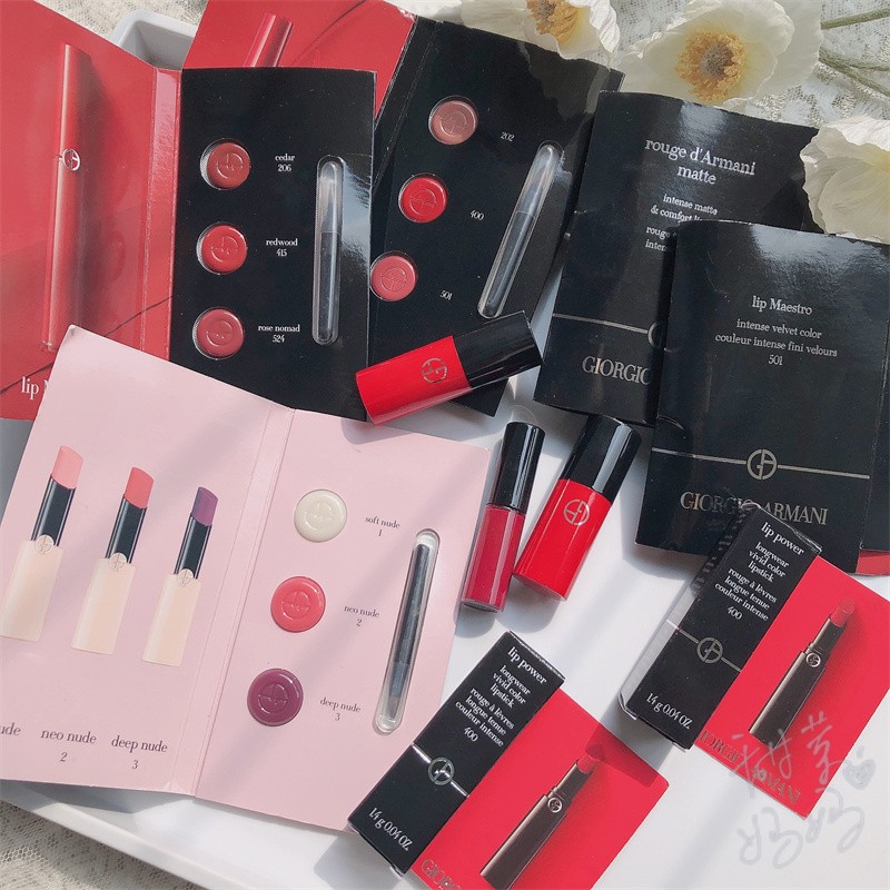 GA Armani Armani Rare Beauty Trial Pack Foundation Lip Glaze Lipstick Test Color Card