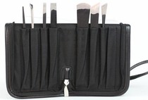Advanced pedicure knife seven-piece set black leather packaging pedicure padded tungsten steel skewer