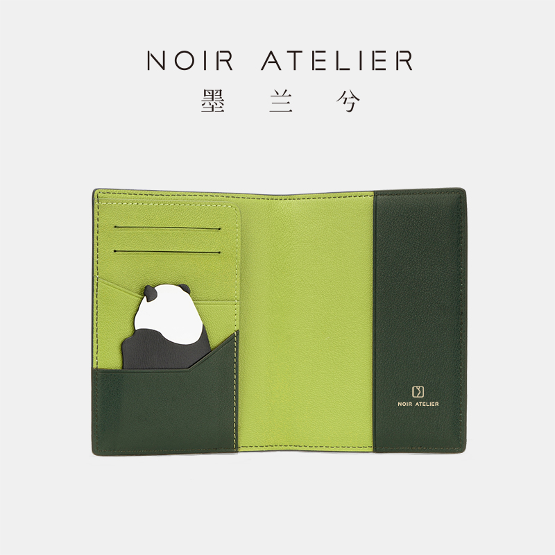 Molanxiパンダパスポートホルダー独立デザインクリエイティブ中国スタイル第一層牛革パスポート書類プロテクター