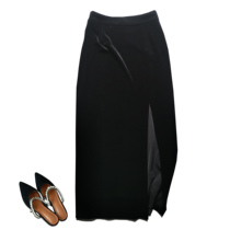 JULEE custom black velvet split skirt curved middle and high waist hip slim long skirt