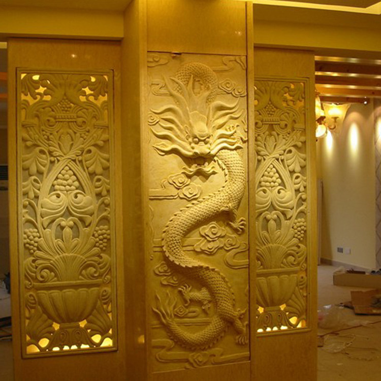 Manufacturers custom sandstone relief Chinese-style living room porch hot pot shop decoration sandstone murals glass steel sculpture dragon