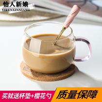 Home simple hanging ear coffee cup single European light luxury small size exquisite Beautiful transparent glass set