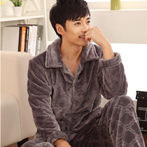  Autumn coral velvet pajamas mens thickened flannel thin mens home clothes plus fat plus size