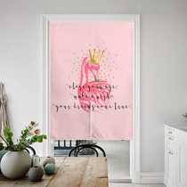  Strawberry half pond INS girl heart pink flamingo cotton and linen door curtain curtain hanging cloth original partition entrance curtain
