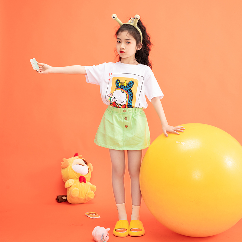 Several co - cartoon girls T - shirt 2021 summer boy loose leisure children short sleeve tops girls