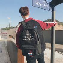 Han Edition Canvas Backpack School Bag Men Ins Tide Cool Junior High School Students High School Elementary School Students Ultra Fire Summer Niche Double Shoulder Bag