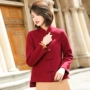 2019 xuân mới retro phong cách Trung Quốc Tang phù hợp với rượu vang đỏ hai mặt cashmere phù hợp với áo khoác ngắn - Accentuated eo áo áo khoác măng tô kaki nữ