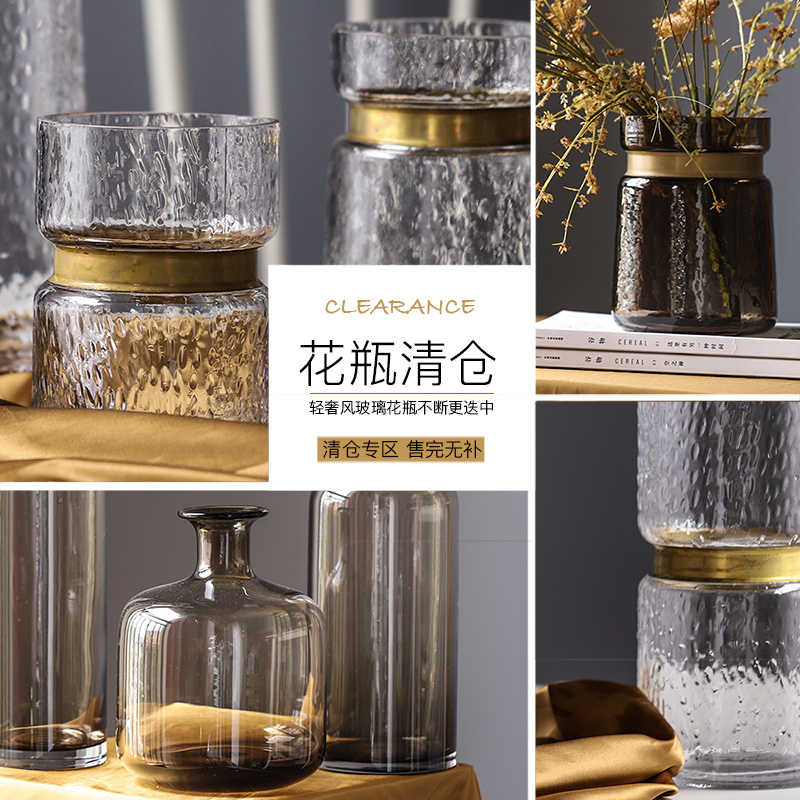 (clear cabin-no-supplement) glass vase Nordic light and luxurious wind swinging pieces living-room floral decoration decoration