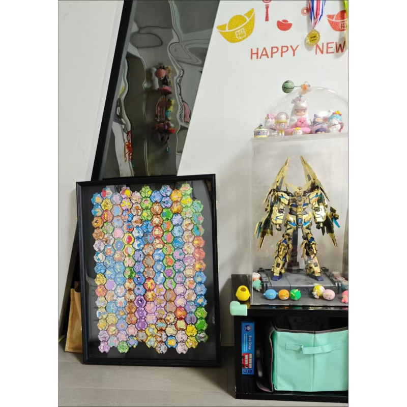 Pokémon Collection 151 Puzzle Refrigerator Magnet Storage Box Collection Display Board Solid Wood Photo Frame Display Frame