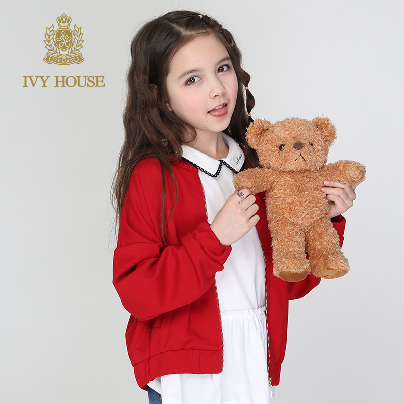 Mang IVY NHÀ Ivy trẻ em gái 2020 mùa xuân và mùa thu mới Knitted Coat dễ thương Thời trang Lên trên