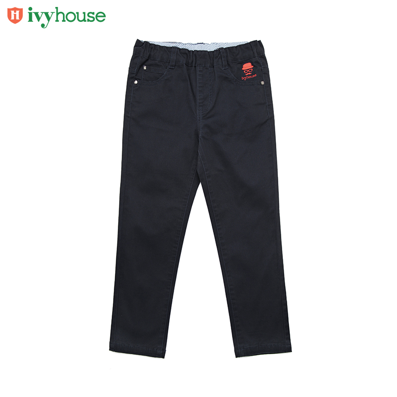 IVY NHÀ Ivy trẻ em ăn mặc trai twill dệt Quần dài trẻ em mùa thu quần Casual Breathable