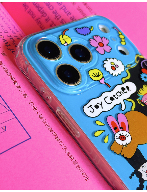 3D Double Layer Bright Blue Animal Flower Illustration JoyCatcher – Pro/Plus/Max/Air – 17, 16, 15, 14, 13, 12 iPhone Case