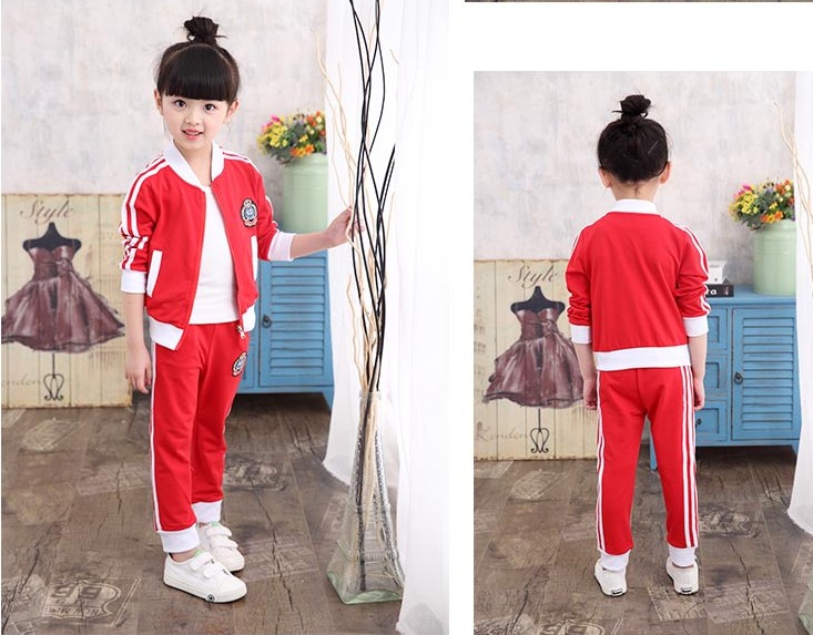 Nhà máy trực tiếp mẫu giáo quần áo đồng phục học sinh mùa xuân và mùa thu đông quần áo tùy chỉnh tùy chỉnh in ấn đồng phục học sinh cotton 2017 mới quần thể thao học sinh
