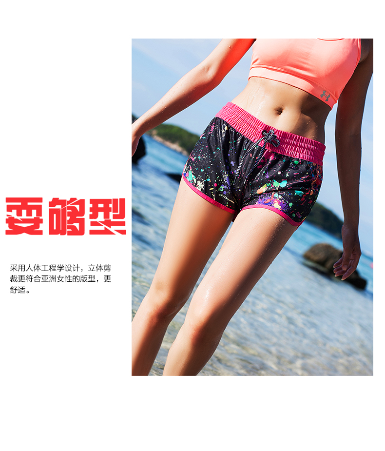 Quần đi biển nữ mùa hè rộng kích thước lớn kỳ nghỉ nhanh quần khô thể thao quần short thể thao quần nóng dây đai quần bơi thân - Quần bãi biển 	quần áo đi biển du lịch	