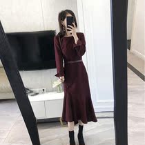 Mularsa name Yuan Temperament Long Sleeve Dress Woman 2022 Spring new advanced senses Waist Display Slim Fish Tail Dress
