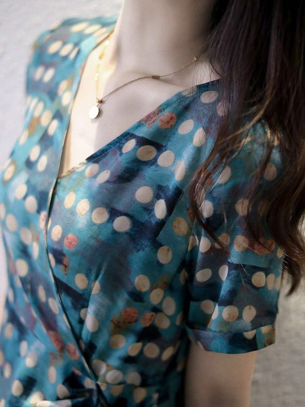 Mularsa Method Retro Polo Dot Colored Ocean Dress Women 2022 Summer collection Waist Display Slim Fit Tea Hysteria